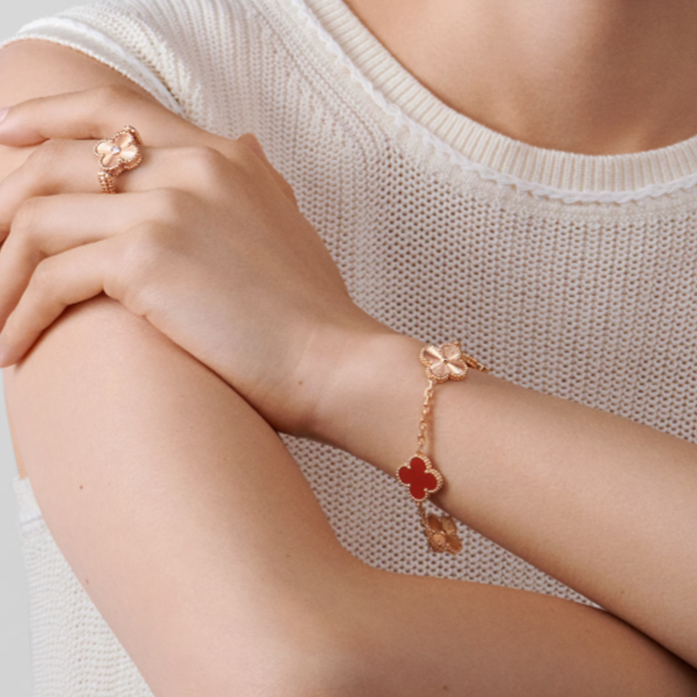 Amber Armband - Roségold / Rotes Muster